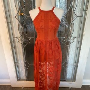 Honey Belle Romper with Lace Maxi Overlay